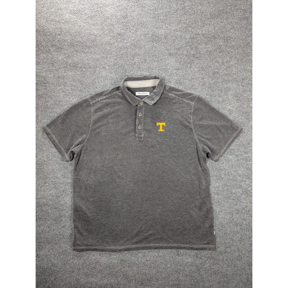 Tommy Bahama Tennessee Volunteers Polo Shirt Mens XL Gray Striped NCAA Tencel